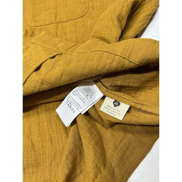 Madewell Boxy Button Down Mustard Short Sleeve Boho Top Womens Size XL - Picture 5 of 7